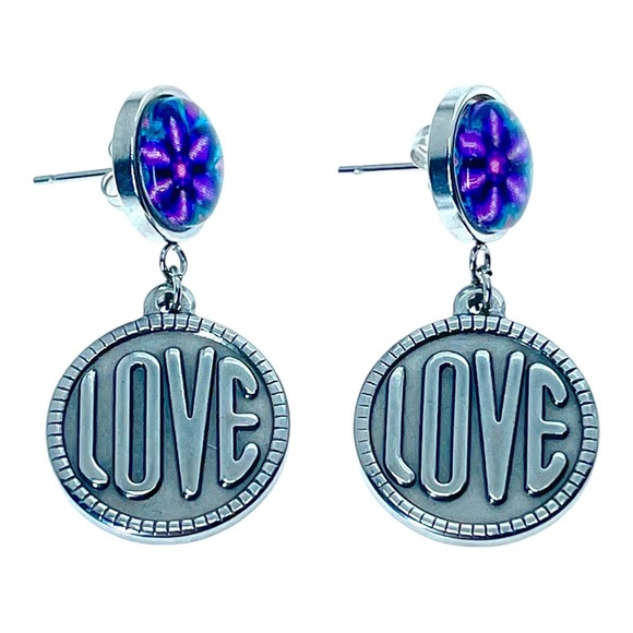 Ultra Violet Love Rocks Earrings - Picture 2 of 4